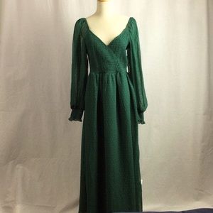 ASOS DESIGN Textured Shirred Wrap Elasticized Bodice Green Maxi Dress Sz 8